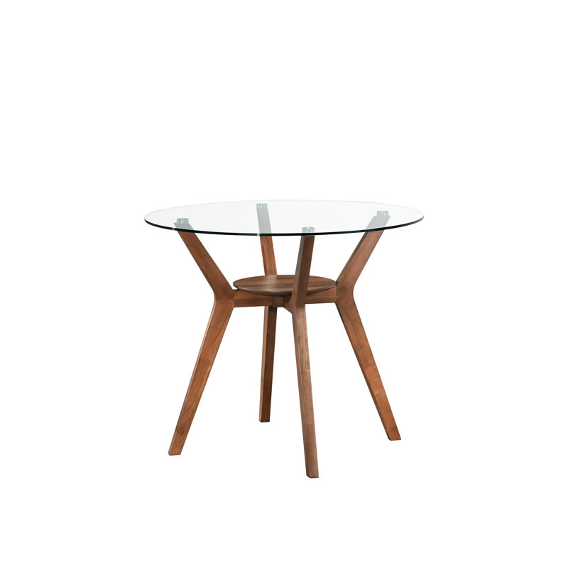 Lyan Round Glass Table, Walnut, 36.02"