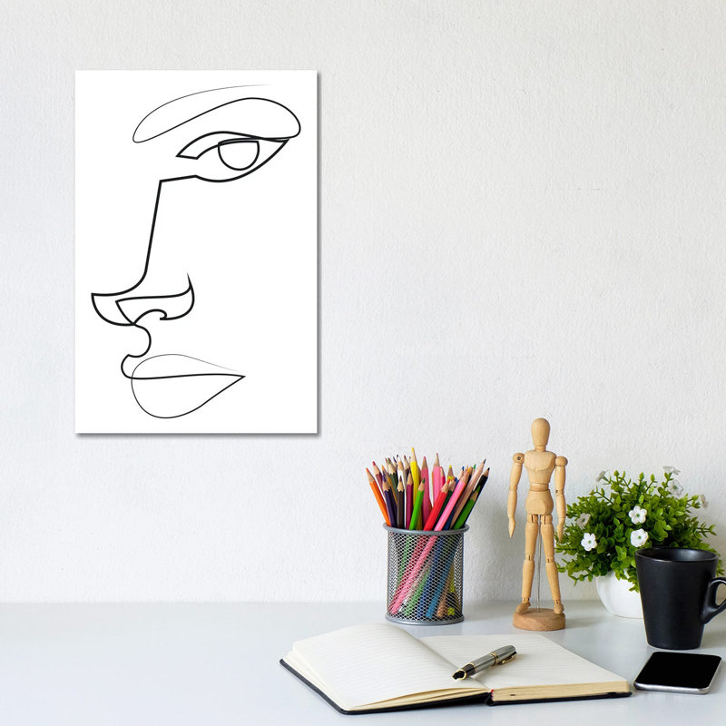 «Abstract Line Face», reproduction d'art sur toile tendue, H 12 po x l 8 po, Toile tendue, Ne s’applique pas