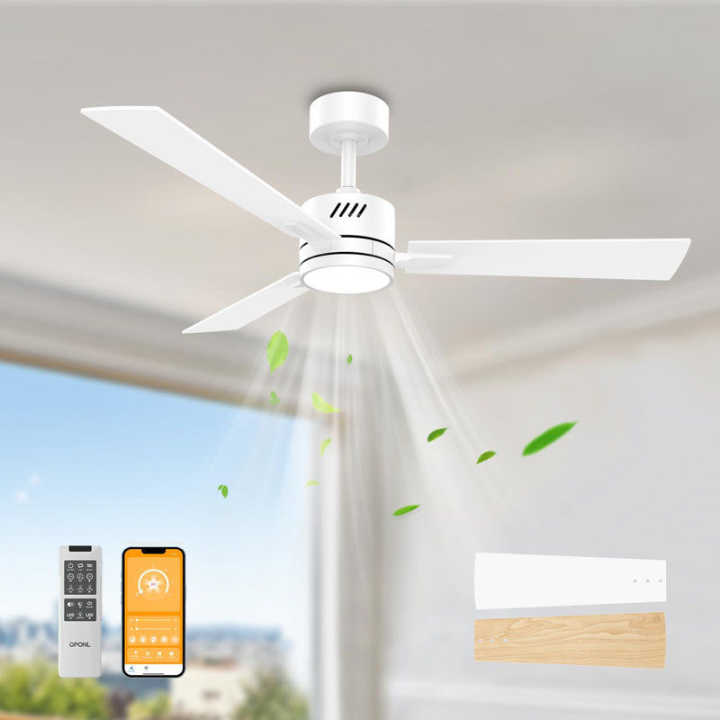 Ventilateur de plafond de 42 po avec éclairage, télécommande, fixation sur tige verticale, silencieux, réversible, 6CCT, à intensité variable, 6 vitesses, réglable, ventilateur de plafond avec télécommande pour la chambre à coucher, intérieur /