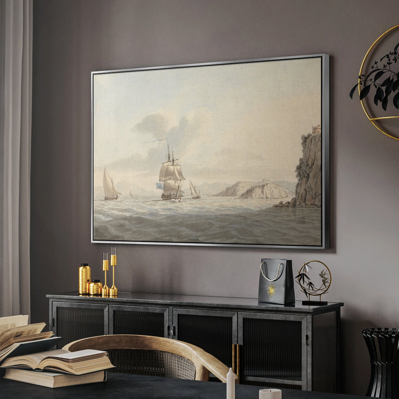 Impression nautique rétro - Cxxvii, Silver Floater Framed Canvas, H 25 po x l 37 po x P 2 po