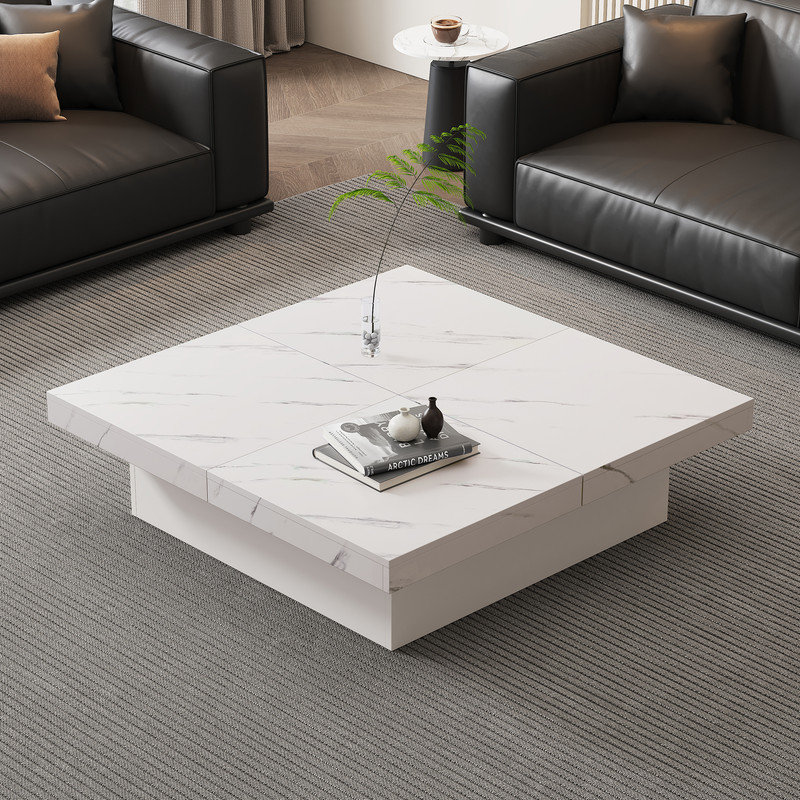 Coffee Table with Storage, White