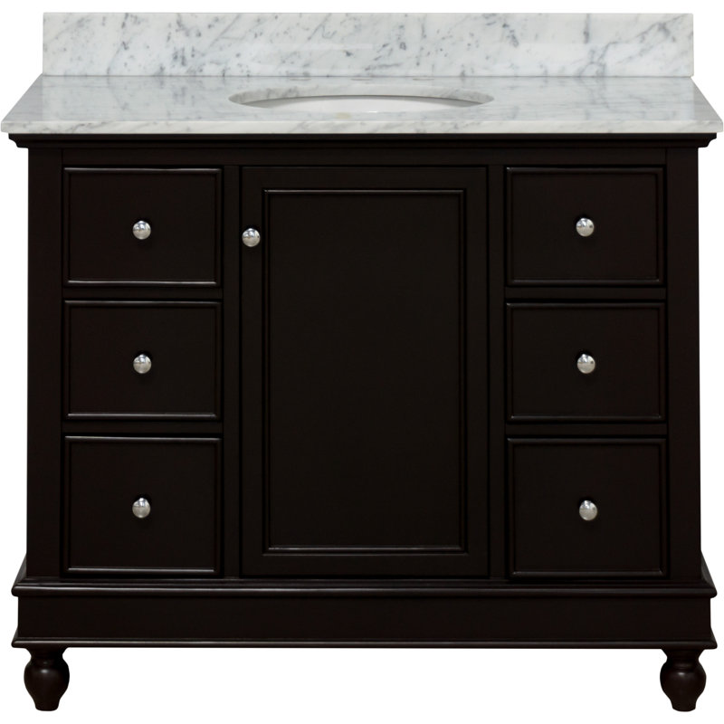Ferdinand 42'' Single Bathroom Vanity with Top, Chocolate, Carrara Marble