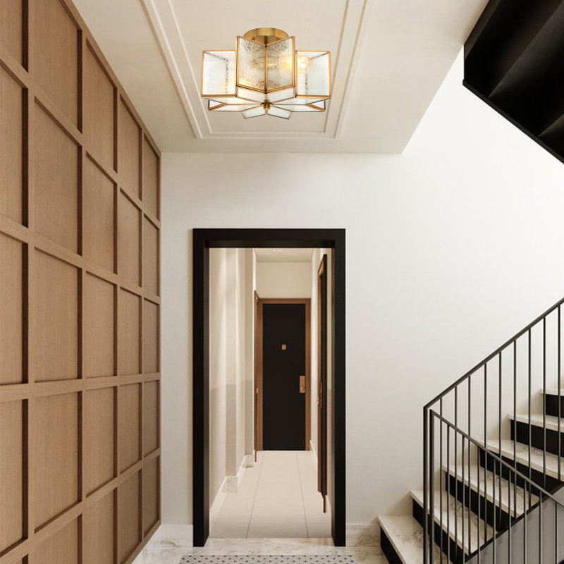 Aireona 2 - Light 41cm Unique/Statement Star Semi Flush Mount Light, Brass Dust