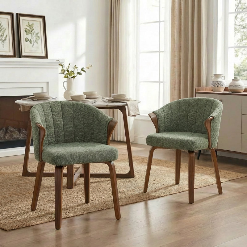 Devault Upholstered Dining Chair, Green