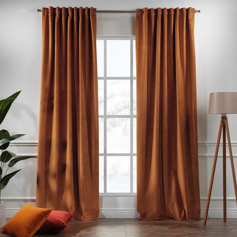 Extra Long & Extra Wide Matte Velvet Curtain Panel, 140cm Width x 265cm Drop, 59 SPICE
