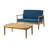 Willowbrook Teak Brown 4-Piece Wood Outdoor Patio Conversation Seating Set With Dark Teal Cushions