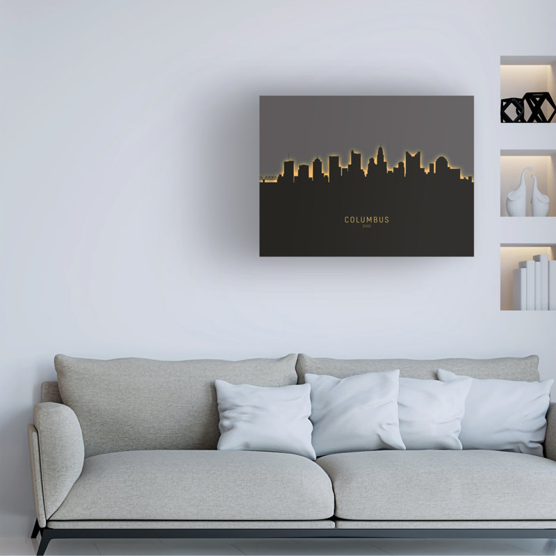 Michael Tompsett, «Columbus Ohio Skyline Glow II», art sur toile, H 35 po x l 47 po x P 2 po