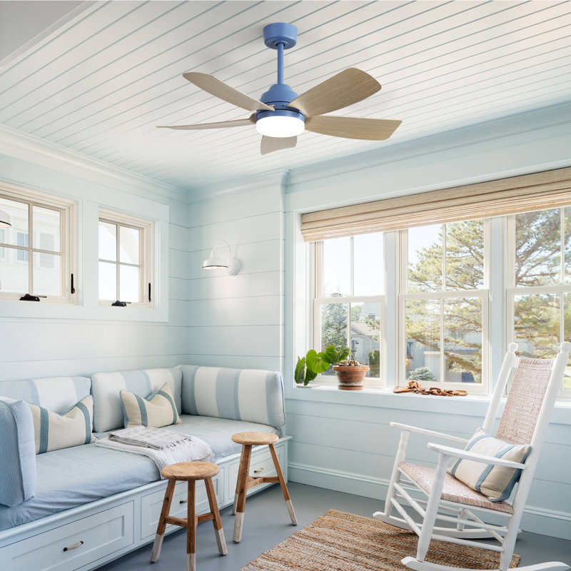 Rita 42" 5-Blade Modern Dark BlueThree-Color Dimmable Ceiling Fan Light with Remote Control