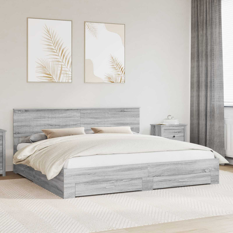 Bed Frame, Super King (6'), Grey Sonoma