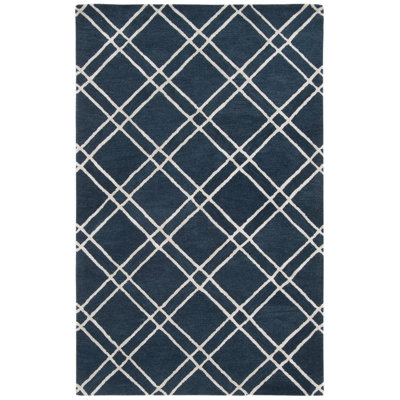 Milroy Hand-Tufted Wool Navy Area Rug