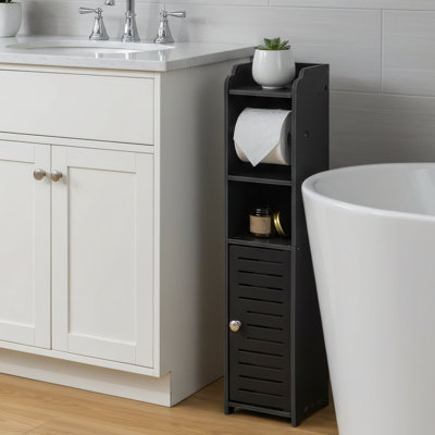 No-Drill Freestanding PVC Toilet Paper Holder, Bathroom Storage Shelf, Tenant-Specific, Protects Wall Surface And Deposit, Small Space Storage Solution.