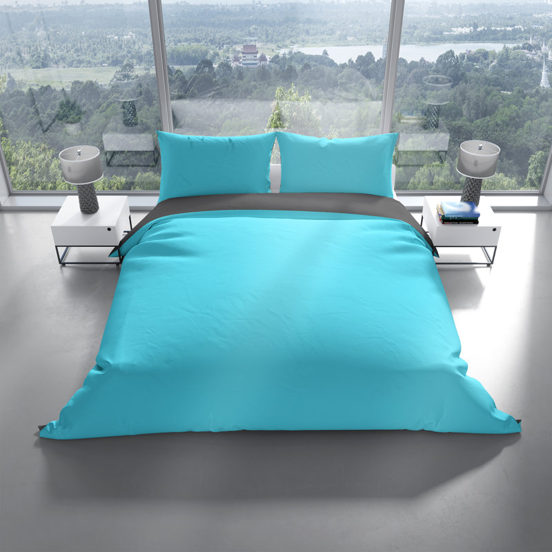 Microfibre Reversible 2 Pieces Duvet Cover Set, 200 x 220 cm, Petrol