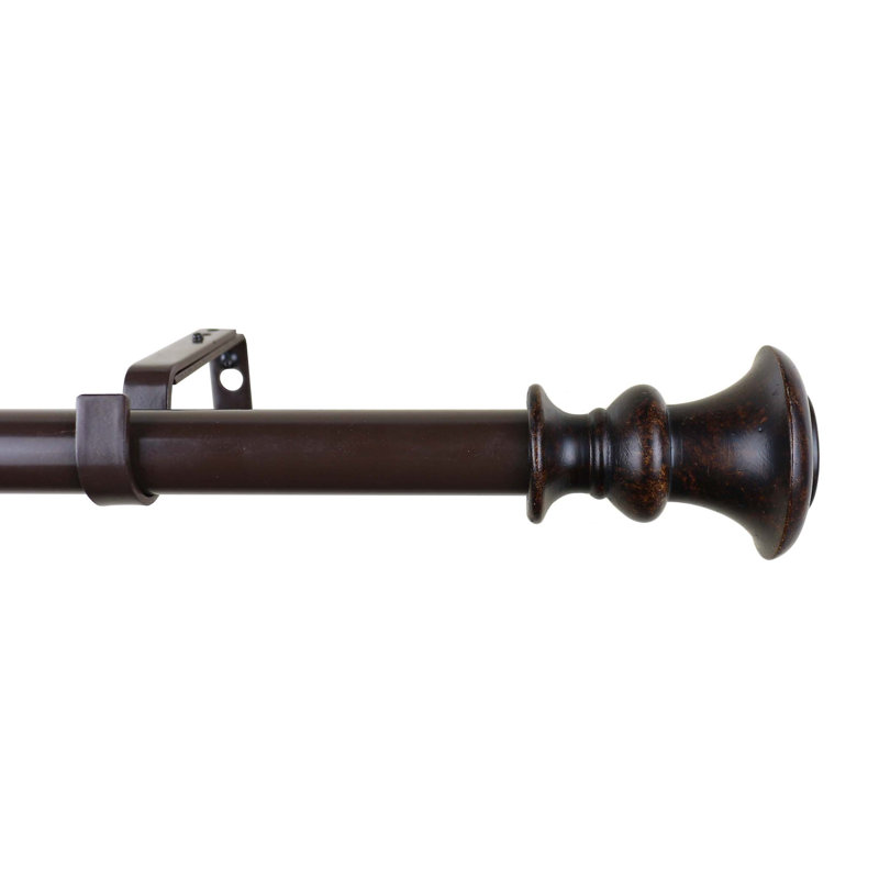 Ensemble de tringle à rideaux simple et quincaillerie réglable Kelliher, l 84 po x P 6,75 po, Acajou