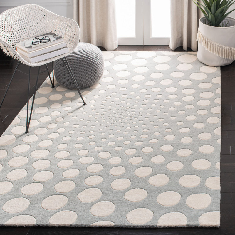 Tapis à pois en laine et viscose touffeté à la main Decara Soho, Rectangle 5 pi x 8 pi