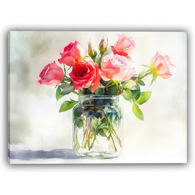 «Fresh Rose Morning» - art mural aquarelle rose