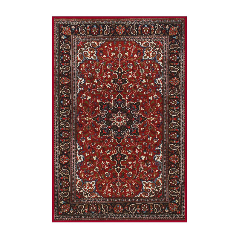 Tapis brun/noir/orange traditionnel Durflinger, Rectangle 5 pi x 8 pi