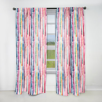 Colorful Watercolor Illusion Stripe Pattern I - Modern Curtain - Velvet Room Darkening - 1 panel
