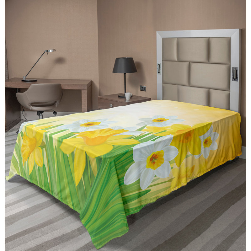 Drap-housse à motif floral Ambesonne, Drap plat pour lit simple TG
