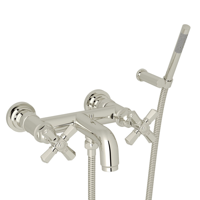 San Giovanni Exposed Wall Mount Tub Filler, Polished Nickel
