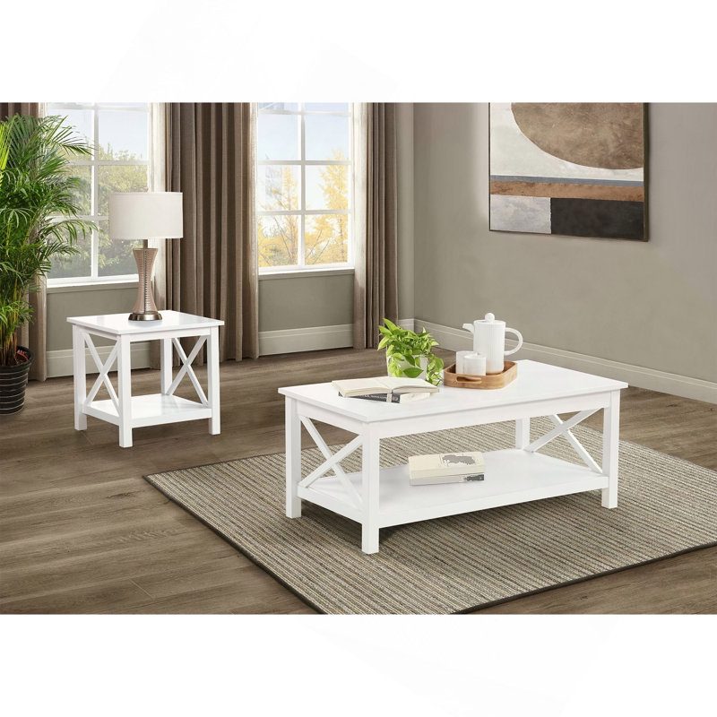 44-inch Rectangular Lift Top Coffee Table, White