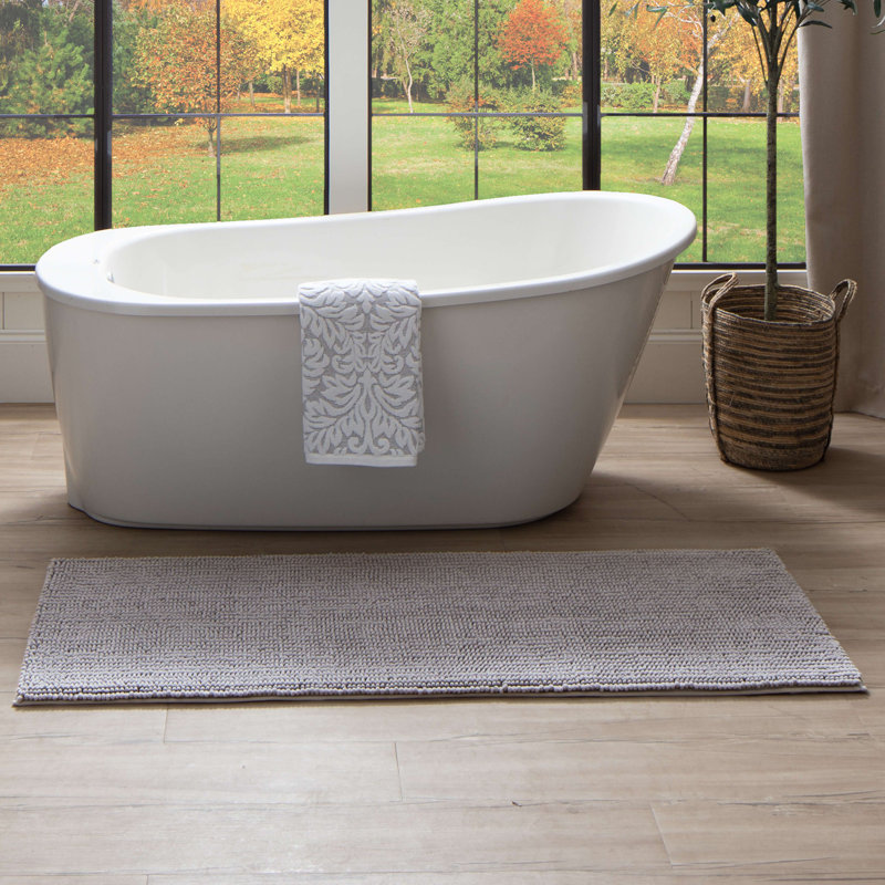 Tapis pour salle de bain Wagnon, Argent, L 24 po x L 60 po