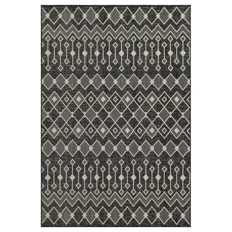 Anthracite Indoor/Outdoor Area Rug, 2 Ft. 7 In. X 7 Ft. 3 In., Runner 2'7" x 7'3"