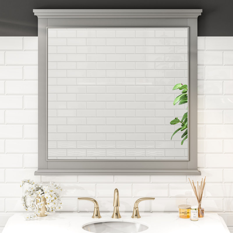 Pineville Traditional Vanity Mirror, Gray
