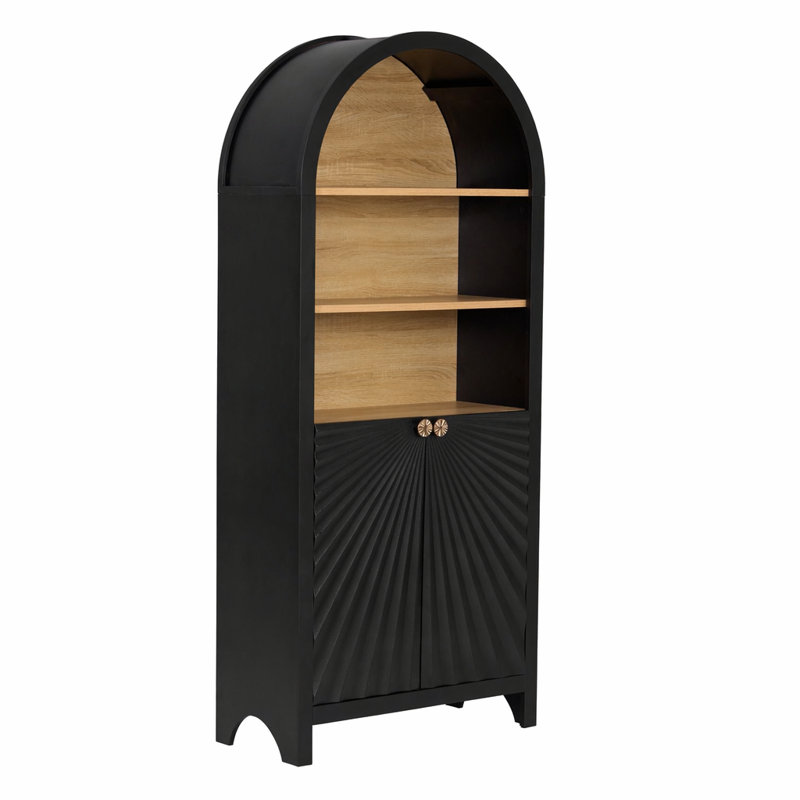 Bibliothèque Mid-Century moderne à 5 niveaux avec tablette de rangement et porte