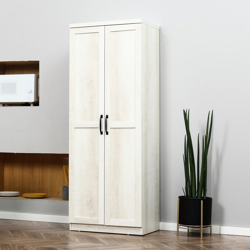 2-Door 63" Kitchen Pantry Storage Cabinet, 5 Shelving And Adjustable Shelves, Antique White For Dining Room Freestanding 2 Doors, Decoration
