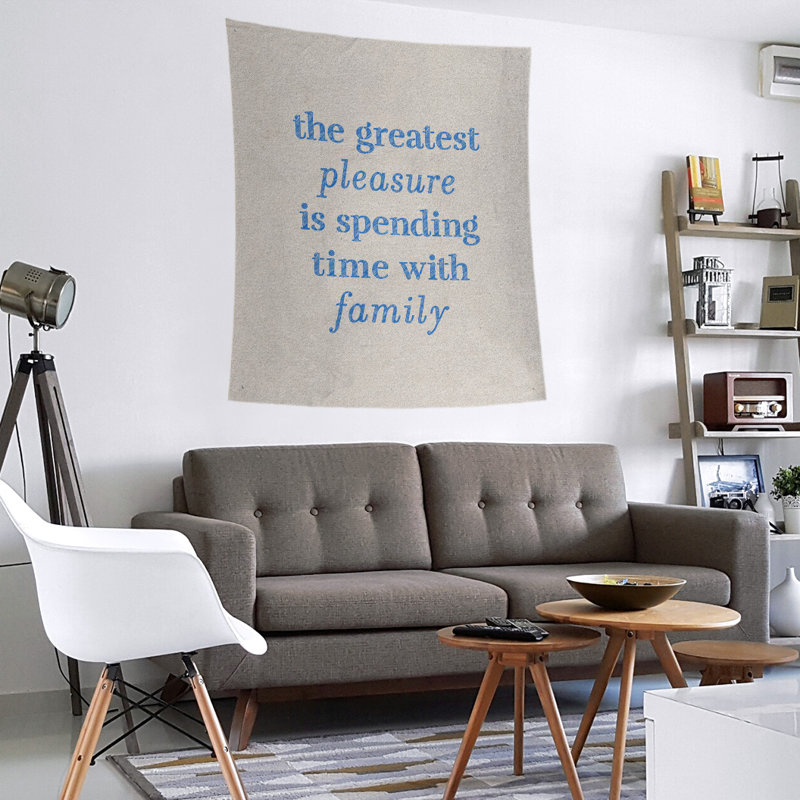 Polyester Tapestry, 104" H x 88" W, White/Blue