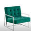 Luxueux fauteuil capitonné en velours avec structure en acier inoxydable chromé, parfait pour un décor de salon élégant-1025574942