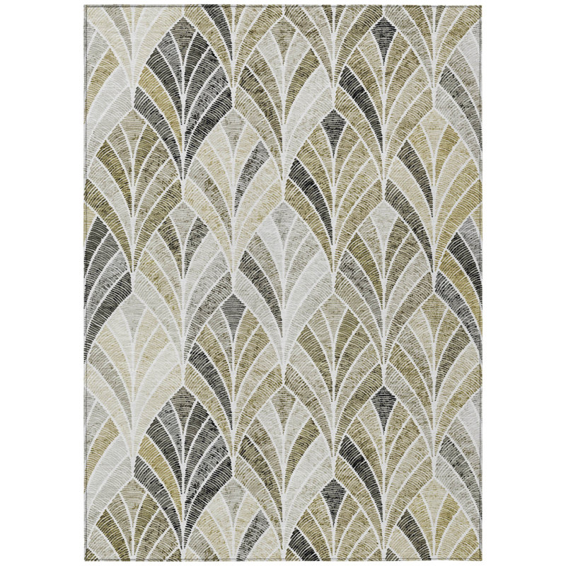 Tapis d'intérieur / extérieur géométrique lavable taupe 5 pi x 8 pi taupe