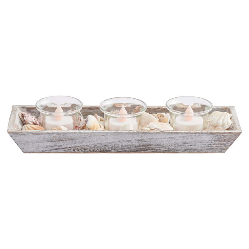 Plateau votif Sea Treasures, H 1,97 po x l 11,81 po x P 3,54 po, Brun