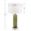 Lampe de table, abat-jour en lin blanc cassé, verre strié vert olive, 26 po