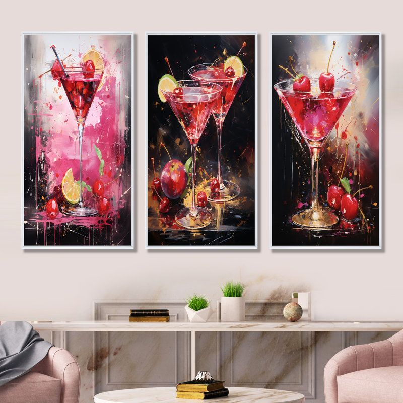 Verre à martini Cosmo Cosmos, Cadre flottant blanc, H 32 po x l 48 po
