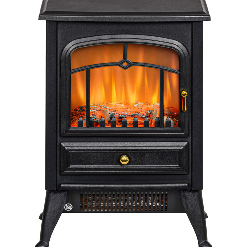Foyer électrique 21 po avec flammes et bûches à DEL, 750 W / 1 500 W, poêle noir, protection contre la surchauffe, foyer autoportant de 216 pieds carrés, chaleur protégée réaliste