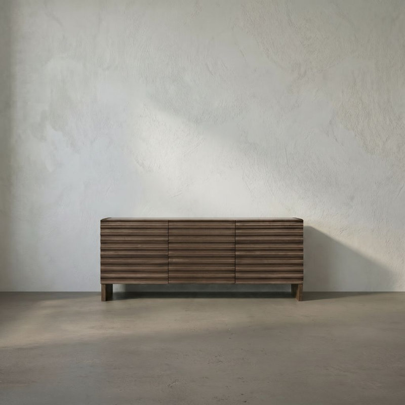 Gauss 72'' W Solid Wood Sideboard, Greige Walnut