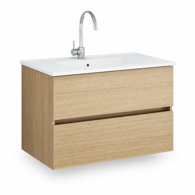 Meuble-lavabo flottant mural 32 po avec tiroirs à fermeture en douceur