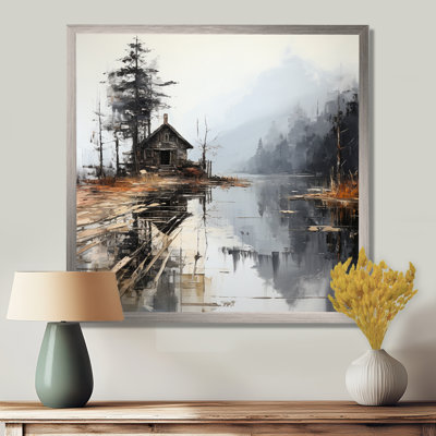 Minimalism Moody Lakehouse Overcast I - Lake River Canvas Art