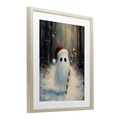 «Candy Cane Forest Ghost», reproduction sous verre encadrée, design par Arlington Prints