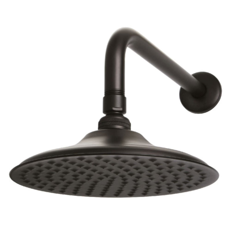 Pomme de douche ronde en laiton 7-3 / 4 po avec bras de douche 12 po Kingston, Bronze huilé