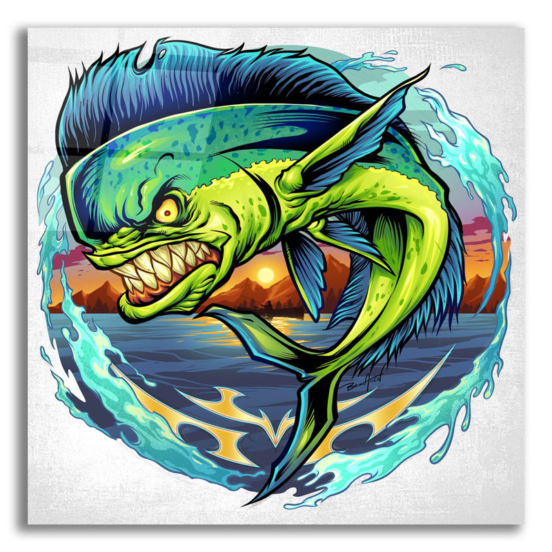Angry Mahi-Mahi sur plastique / acrylique par Flyland Designs Print, H 12 po x l 12 po x P 0,13 po
