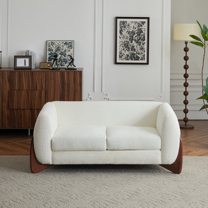 Rhudine Boucle Upholstered Sofa, 2, 27" H x 63" W x 32" D, White