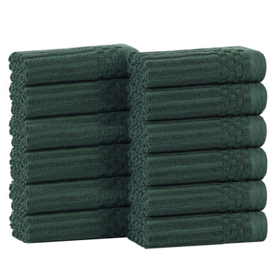 Soho Spa Highly Absorbent Cotton 12 Piece Face Towel Checkered Border Towel Collection