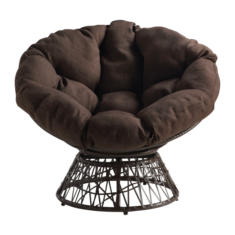 Daysi Upholstered Swivel Papasan Chair, Brown 100% Polyester, Brown