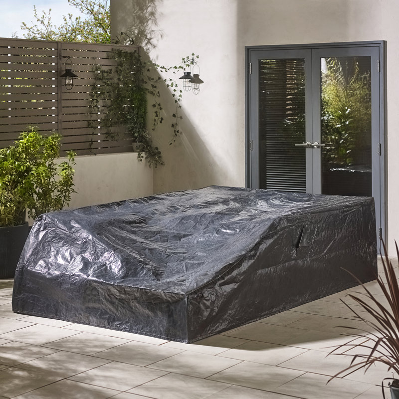 Outdoor 6 Seat Grey Corner Sofa and Table Set with In-Built Side Tables for Modern Gardens, White