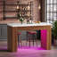 Table de bar à DEL avec lumières RVB intelligentes, table de salle à manger à hauteur de comptoir en faux marbre de 55 po, îlot de cuisine à plateau supérieur avec minuterie et synchro de musique pour les fêtes, les rassemblements et l'utilisation quotidienne, base en bois