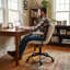 Fauteuil de bureau pivotant réglable en tissu avec accoudoirs rembourrés-1999747778