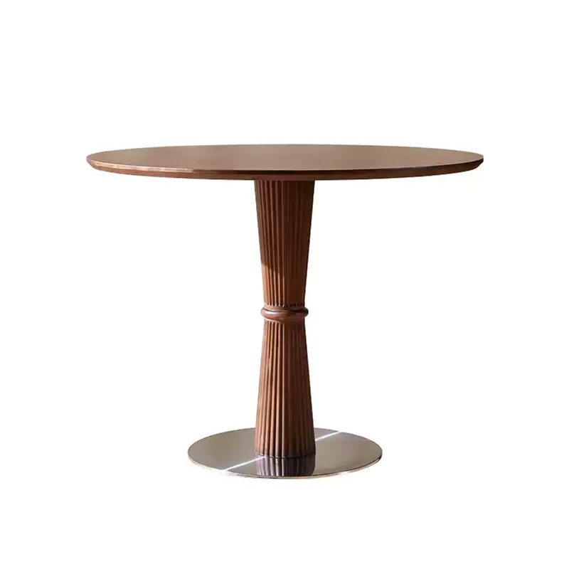 Walnut Round Solid Wood Dining table, 29.53"H x 31.5"L x 31.5"W