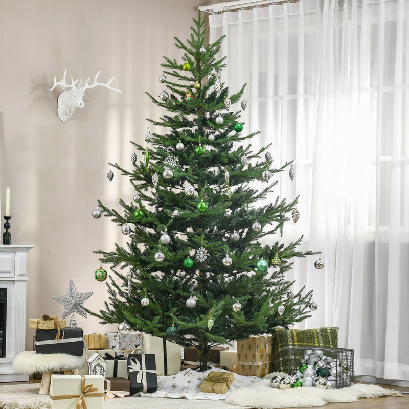 Arbre de Noël artificiel 7,5 pieds avec 1218 branches réalistes, base en acier, ouverture automatique, assemblage et rangement faciles, vert